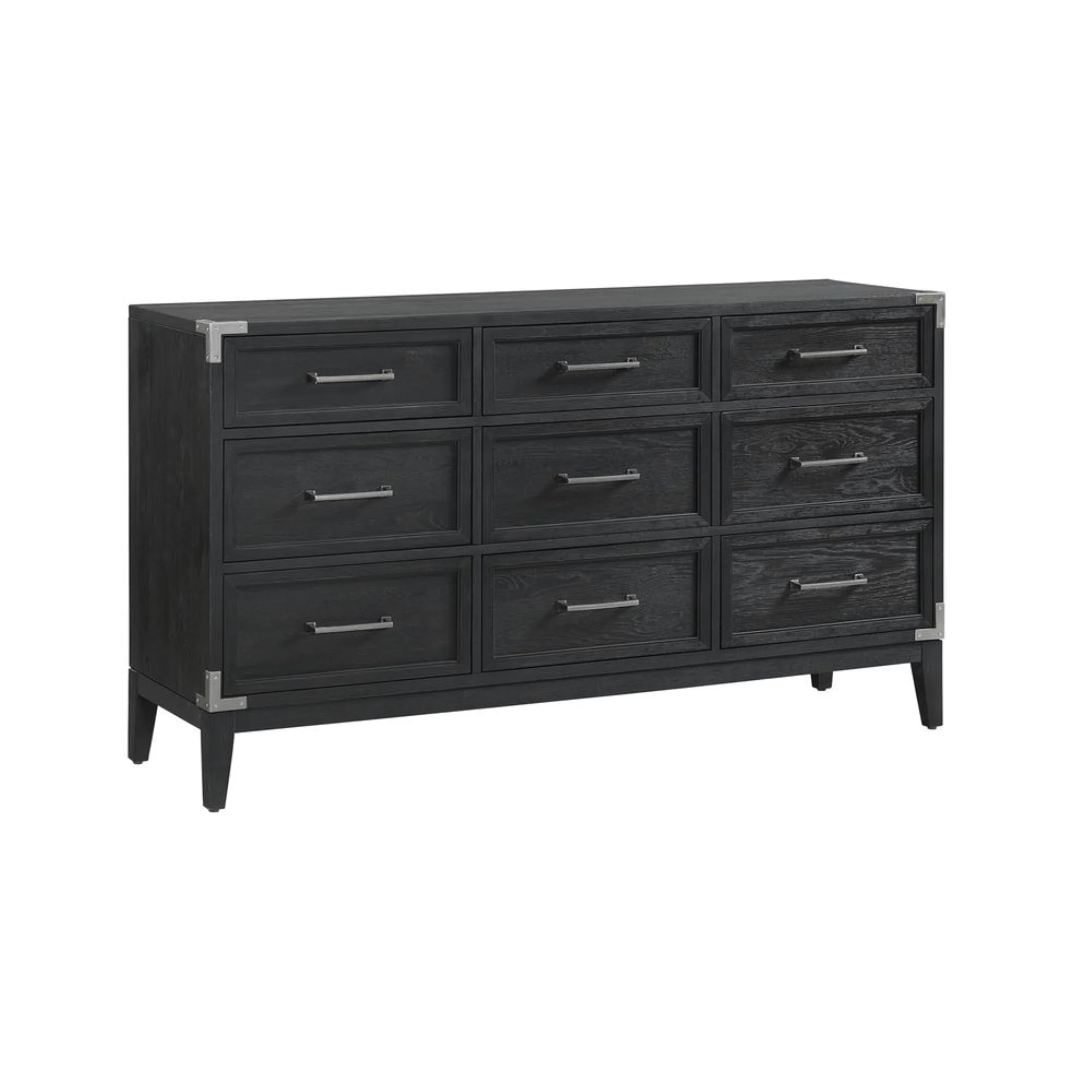 Intercon Furniture Laguna Bedroom 9-Drawer Transitional Wood Dresser in Black - Radiant Selections