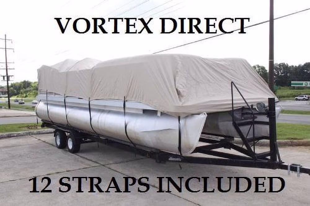 BRAND NEW VORTEX *TAN/BEIGE* 20' ULTRA 3 PONTOON/DECK BOAT COVER, HAS ELASTIC AND STRAPS FITS 18'1" TO 19' TO 20' FT LONG (FAST SHIPPING