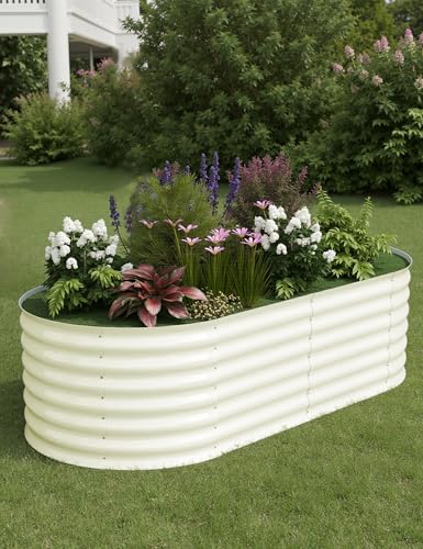 10x4x1.5ft Raised Garden Bed,Galvanized Raised Planter Boxes Outdoor with Easy Assembly, Large Garden Bed for Vegetables, Fruits, Flower
