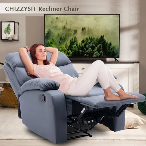 RUNFAYBIU Manual Recliner Chair  Lazy Boy Recliner Chair for Adults  Small recliners for Small Spaces with Waterproof Tech-Cloth Fabric  Dark Gray