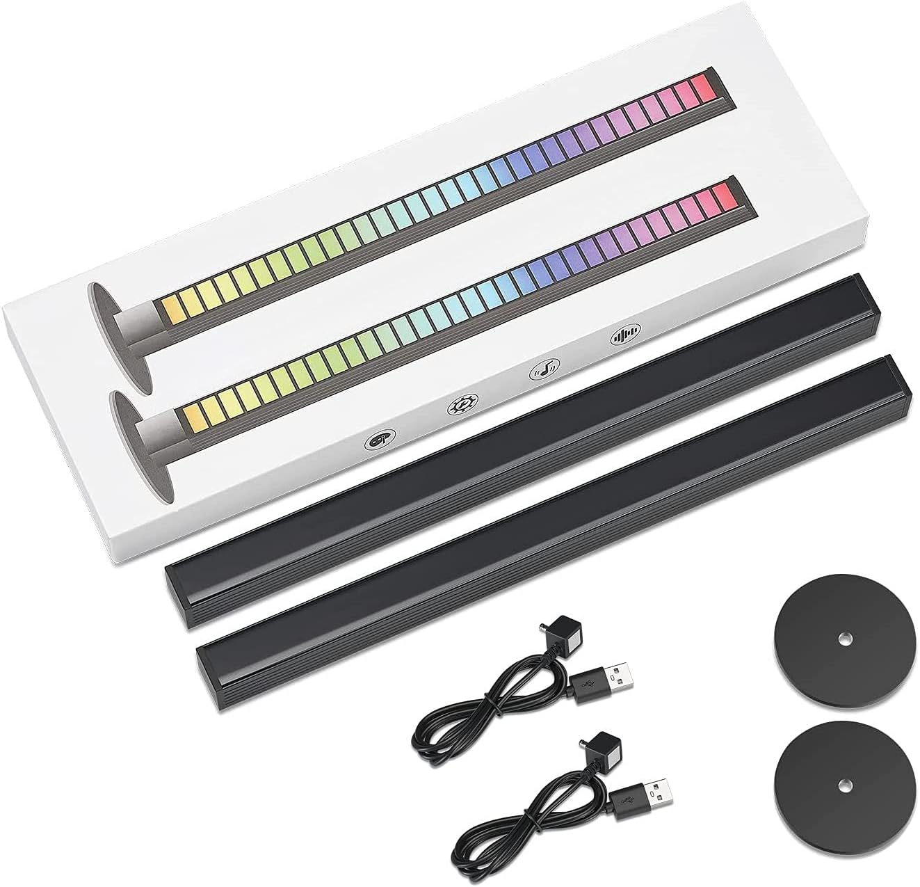 Music Level Indicator Aluminum Bar Voice Sound Control Audio Spectrum RGB Light LED Display Rhythm Pulse (1 Pack)
