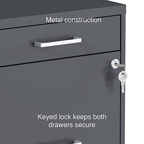 STAPLES 3-Drawer Vertical File Cabinet, Letter Size Documents, Lockable & Mobile, 18.9" D x 14.3" W x 26.8" H, Charcoal