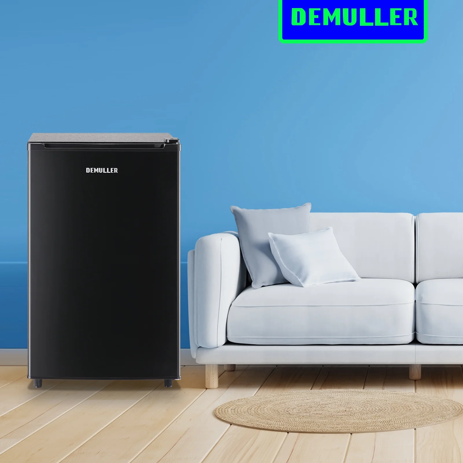 DEMULLER Single Door Compact Freezer with 7 Adjustable Temp Control, Black 3.2 Cu.ft Upright Freezer