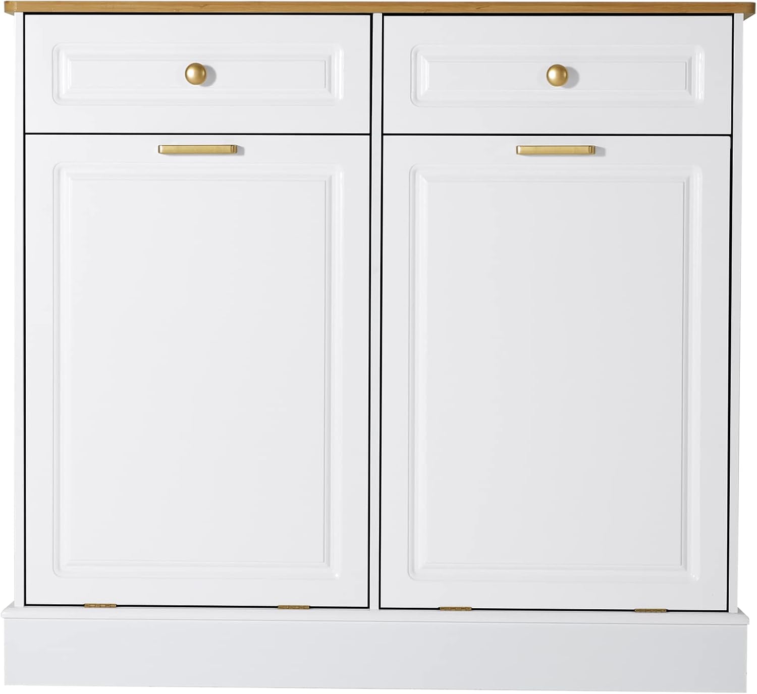 UEV Double Kitchen Trash Cabinets,Two Tilt Out Trash Cabinets with Solid Hideaway Drawers