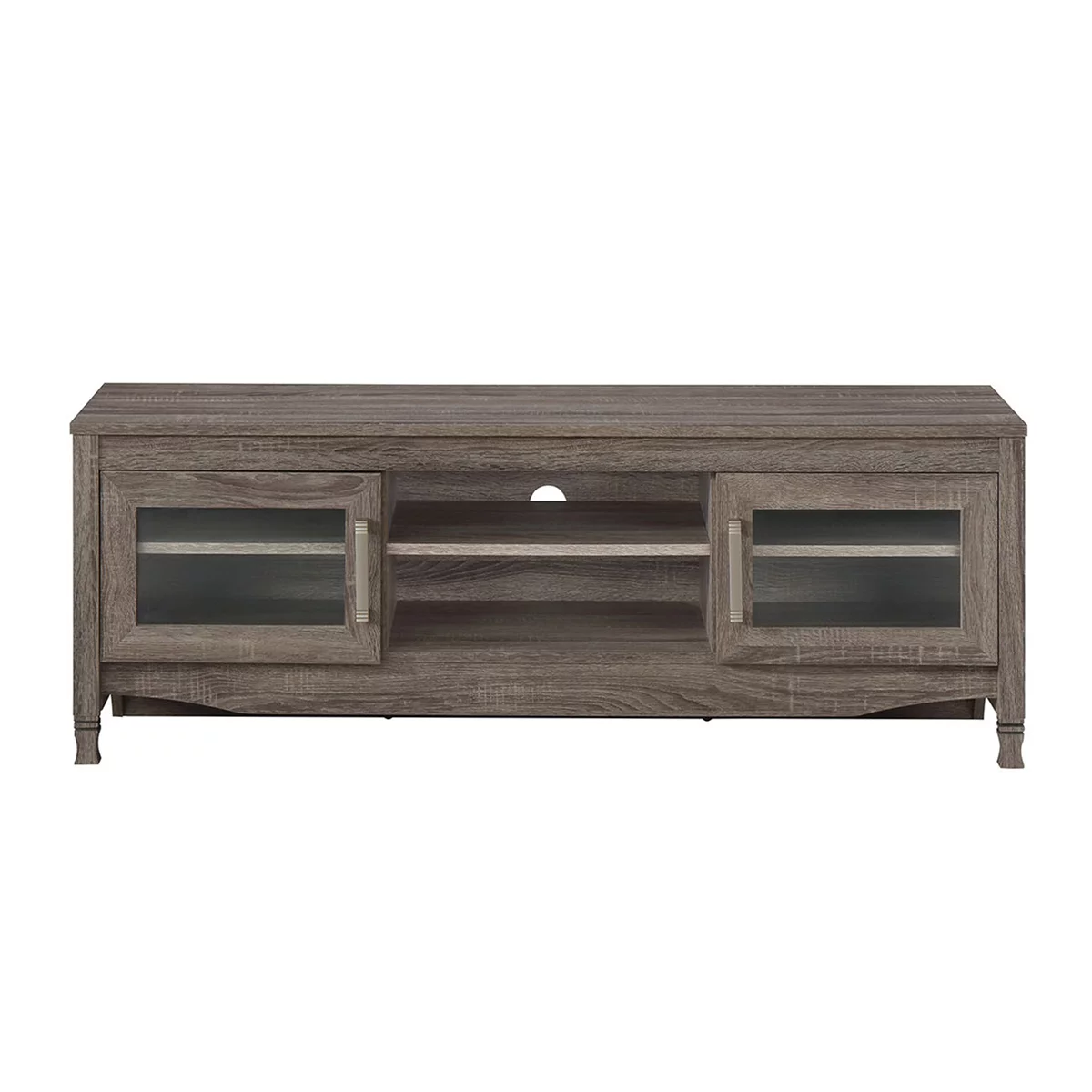 TV Stands up to 60 Inches, Farmhouse Entertainment Center with 2 Doors, Media Console Table Storage Cabinet for Living Room Bedroom, Grey Driftwood