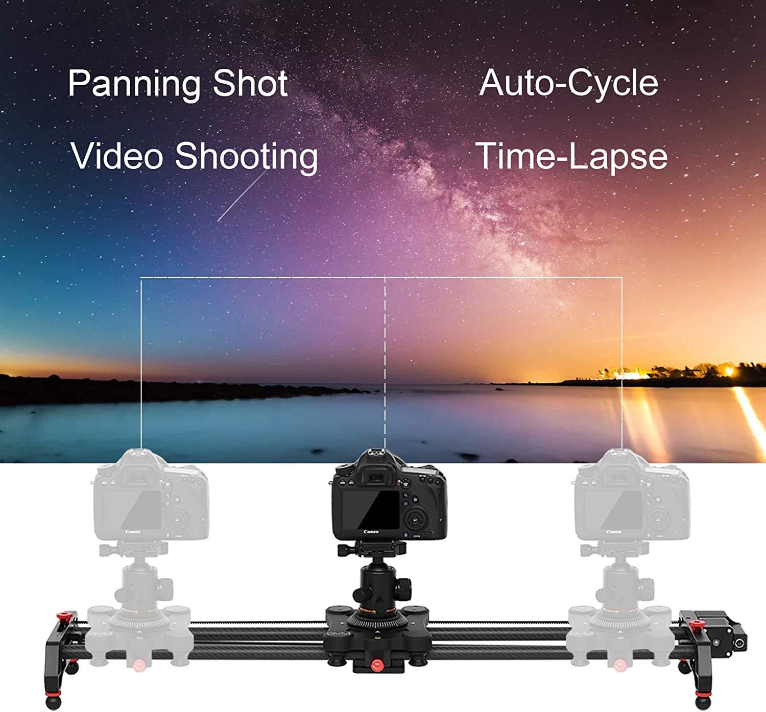 GVM Motorized Camera Slider, 31 Carbon Fiber Dolly Rail Camera Slider with Time-Lapse Photography