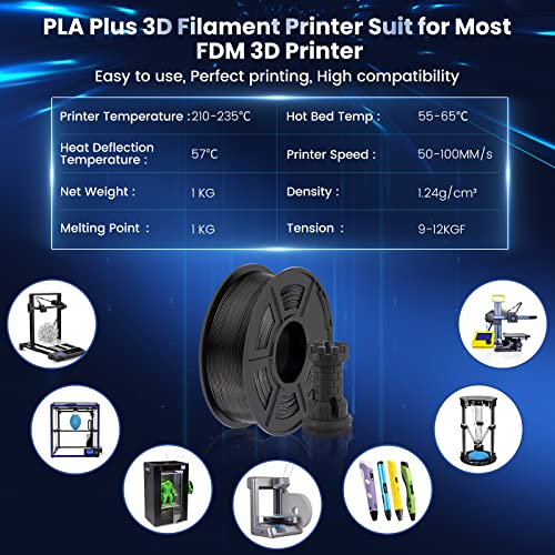 SUNLU 3D Printer Filament Bundle, PLA Plus Filament 10KG 1.75mm, Neatly Wound Filament for Most 3D Printer, 10 Colors, 1kg Spool