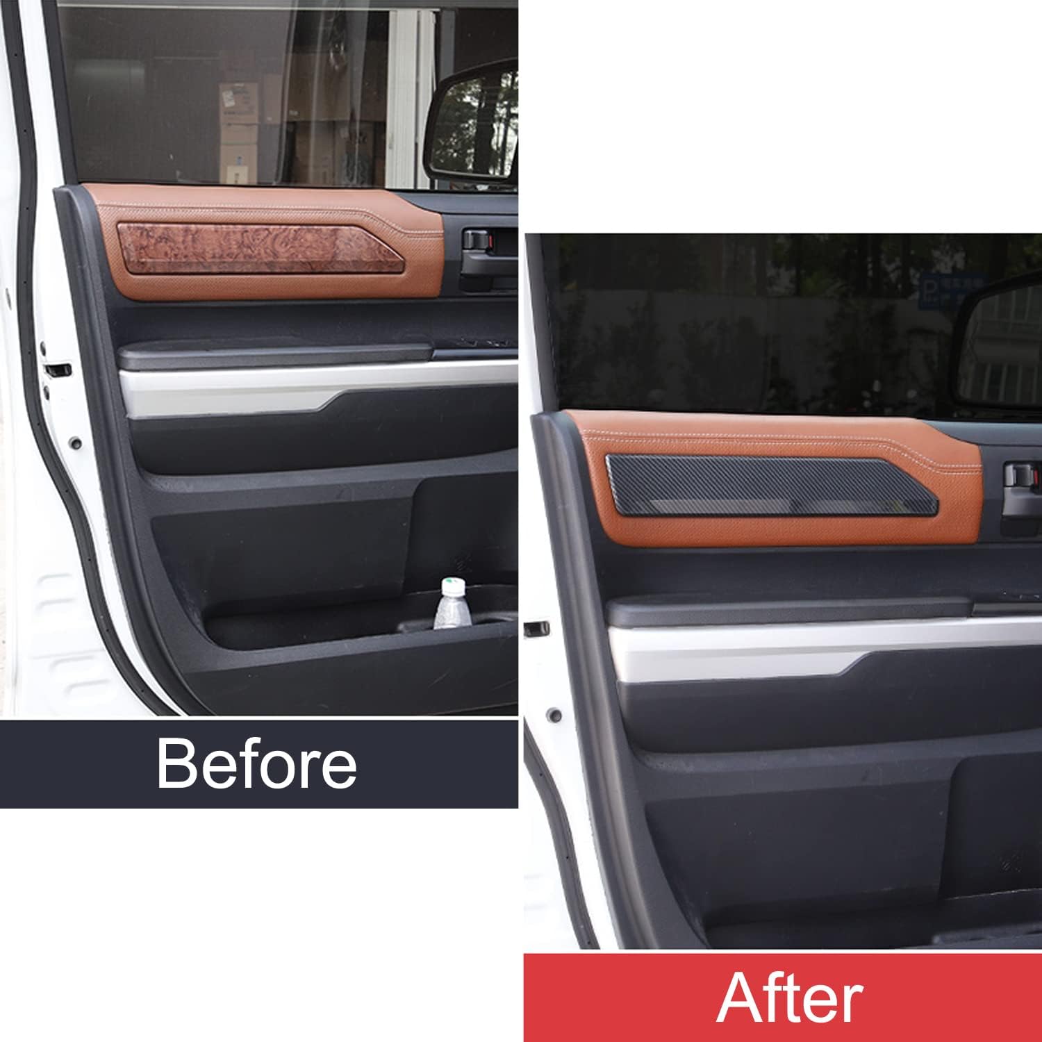 HIGH FLYING for Toyota Tundra 2014-2021 Car Accessories Center Console Gear Shift Box Water Cup Panel Cover ABS Blacking Out 1pc LHD (Not fit 1794