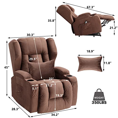 Big Lift Chairs Recliners for Elderly with Massage and Heating, Overstuffed Power Lift Recliner Chair, PU Leather Lazy Sofa Chairs for Living Room