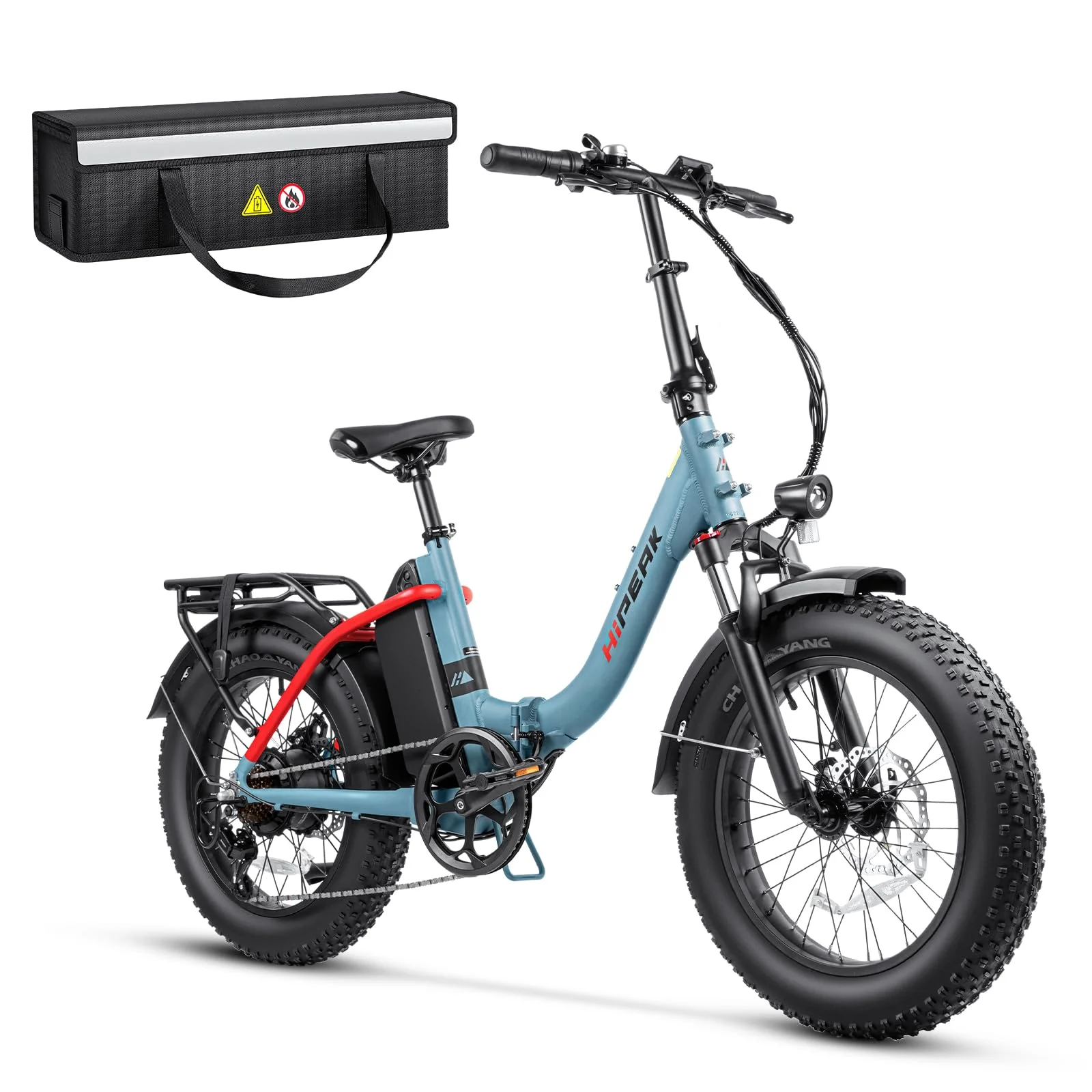 Hipeak 750W Electric Bike for Adults Folding Ebike 48V 15Ah 20 x 4.0 Fat Tire Electric Bike with Removable Battery