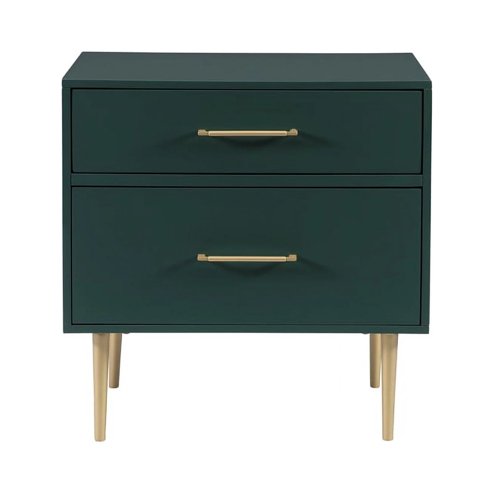 Allora Modern Two Drawer Wooden Nightstand with Two Drawers in Dark Green