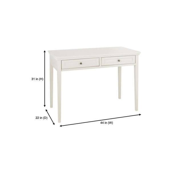 Home Decorators Collection 44 in. Rectangular Polar White 2 Drawer Writing Desk with Solid Wood Material