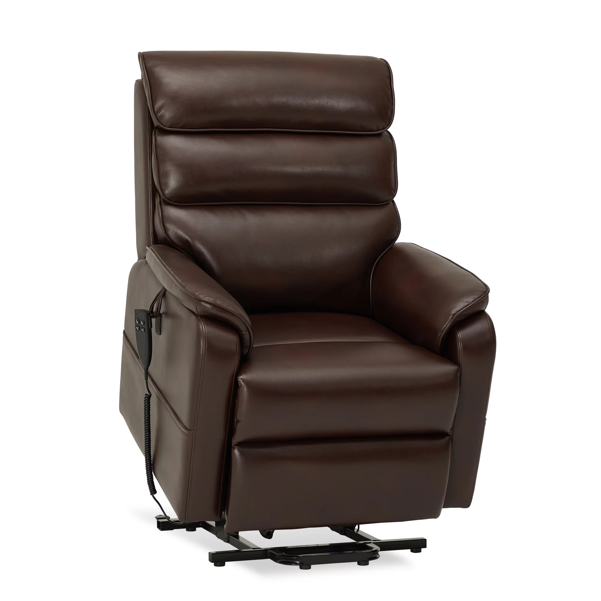 Dual Motor Lift Recliner with Massage Heating (Brown Faux Leather-9188)