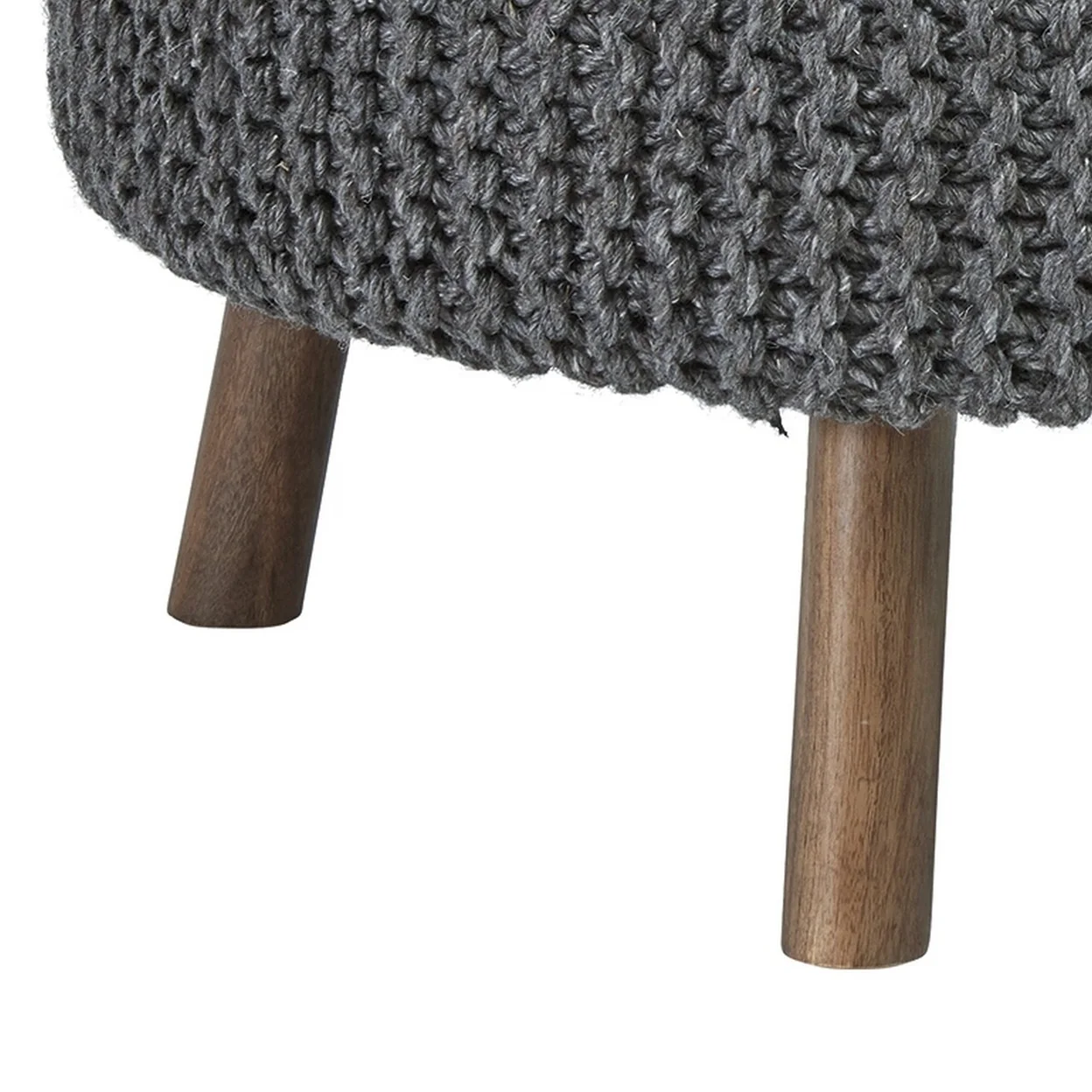 Oversized Accent Ottoman with Hand Knitted Fabric Charcoal Gray- Saltoro Sherpi