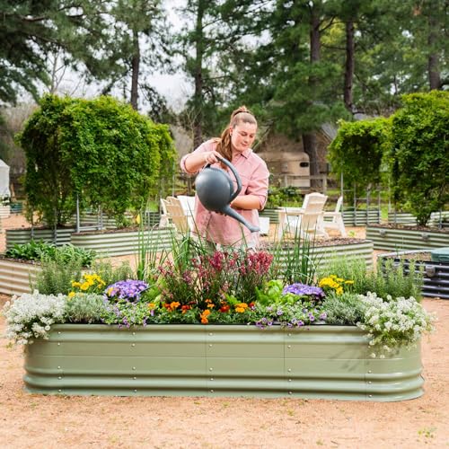 Vego garden 17" Tall 10 in 1 Novel Modular Raised Garden Bed Kit, Metal Planter Box for Vegetables Flowers Herbs