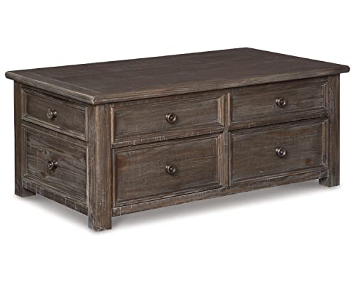 Signature Design by Ashley Bolanburg Farmhouse Lift Top Coffee Table with Drawers, Antique Cream & Brown