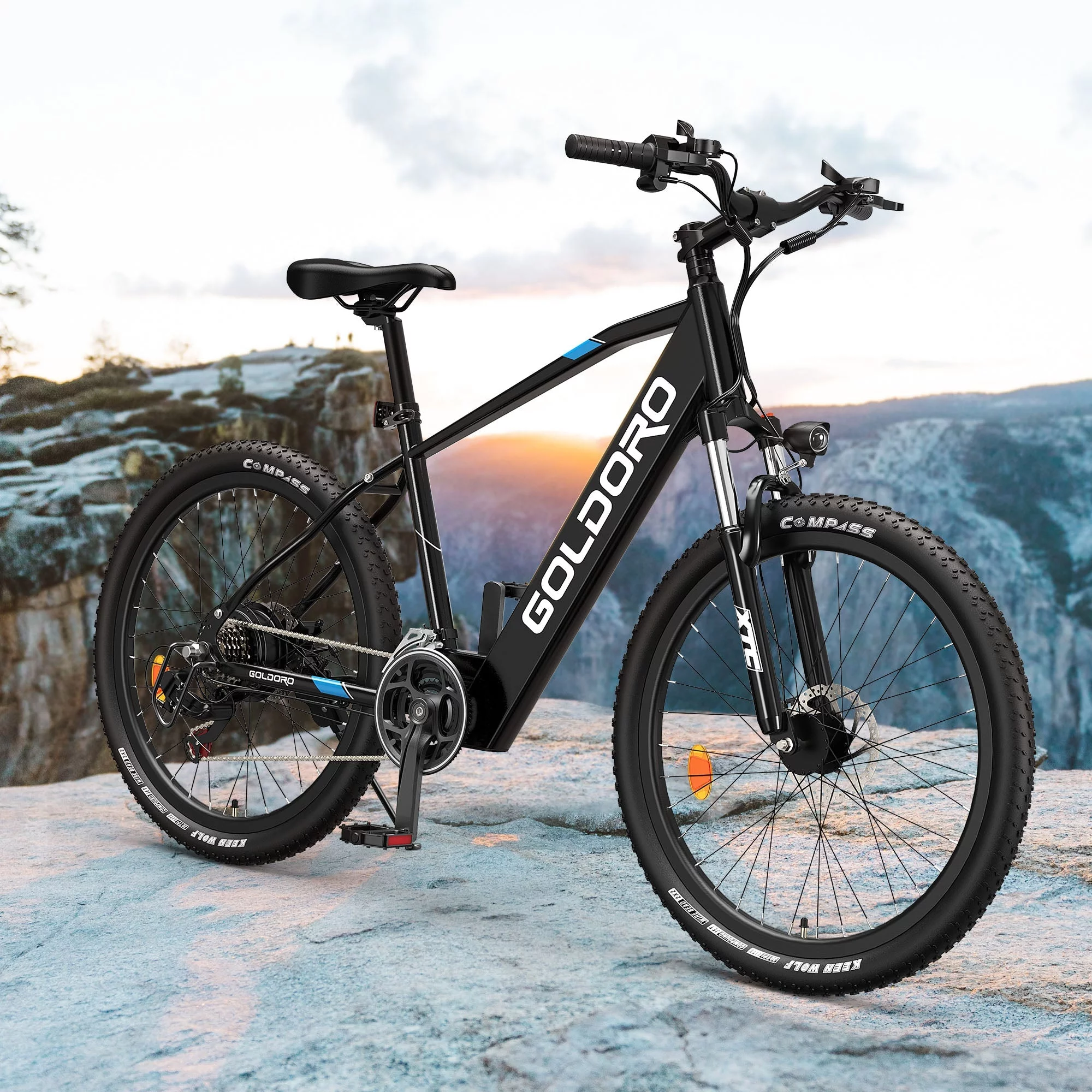 Goldoro Electric Bike for Adult 26" X7 Aluminum Alloy Mountain Bike, 250W/36V, Max 18 mph, 21 Speed