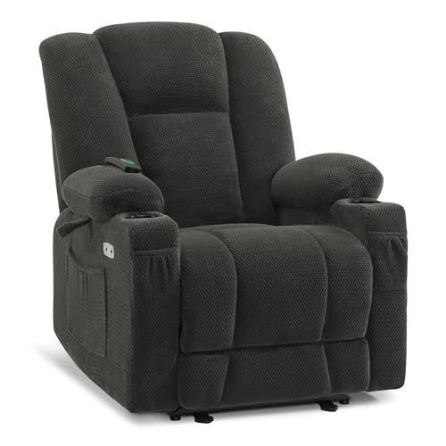 MCombo Zero Gravity Power Recliner Chair with Heat and Vibration Massage, Reclining Chair with USB & Type C Ports, Cup Holders for Living Room