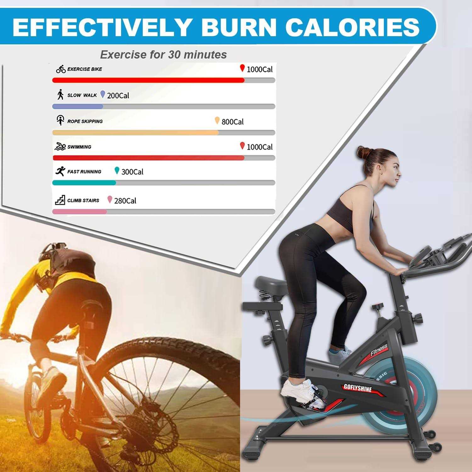 Goflyshine Exercise Bikes Stationary,Exercise Bike for Home Indoor Cycling Bike for Home Cardio Gym,Workout Bike with Ipad Mount &amp; LCD Monitor