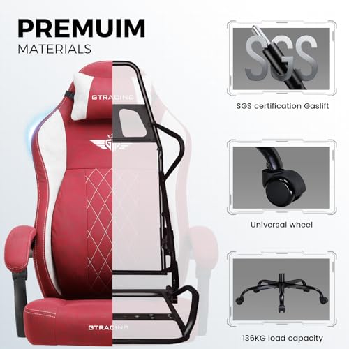 GTPLAYER Big and Tall Gaming Chair Breathable Fabric Computer Chair with Strong Lumbar Support, Comfortable Office Chairs with Pocket Spring Cushion