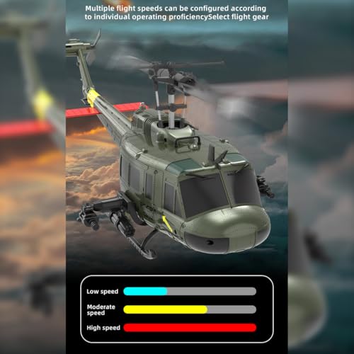 RC Helicopter for Adult, UH-1 Huey Remote Control Helicopter C032 1/48 Scale 2.4G 6CH RC Airplane Model
