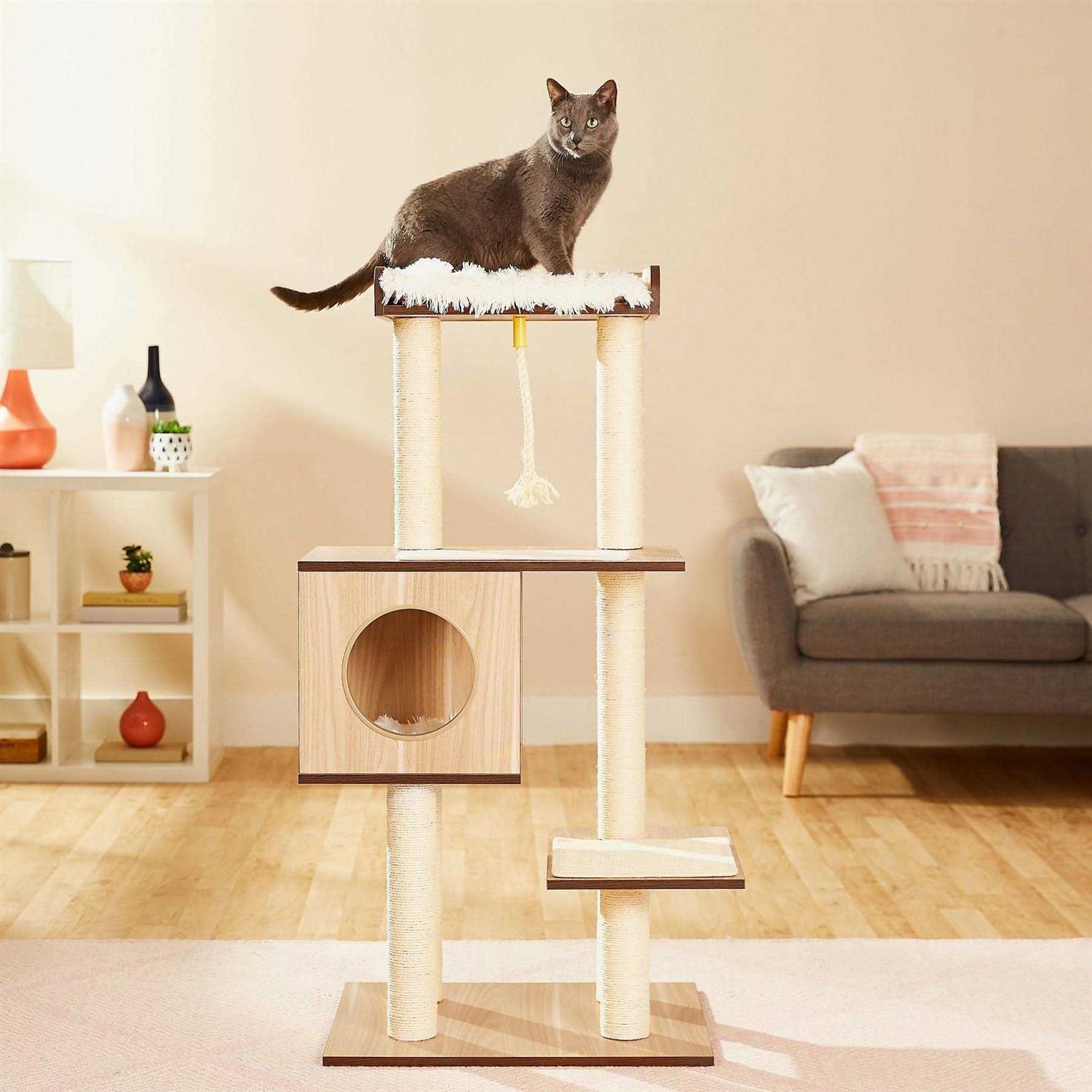 Frisco 47.5-In Modern Cat Tree Condo - Pet Supplies online store