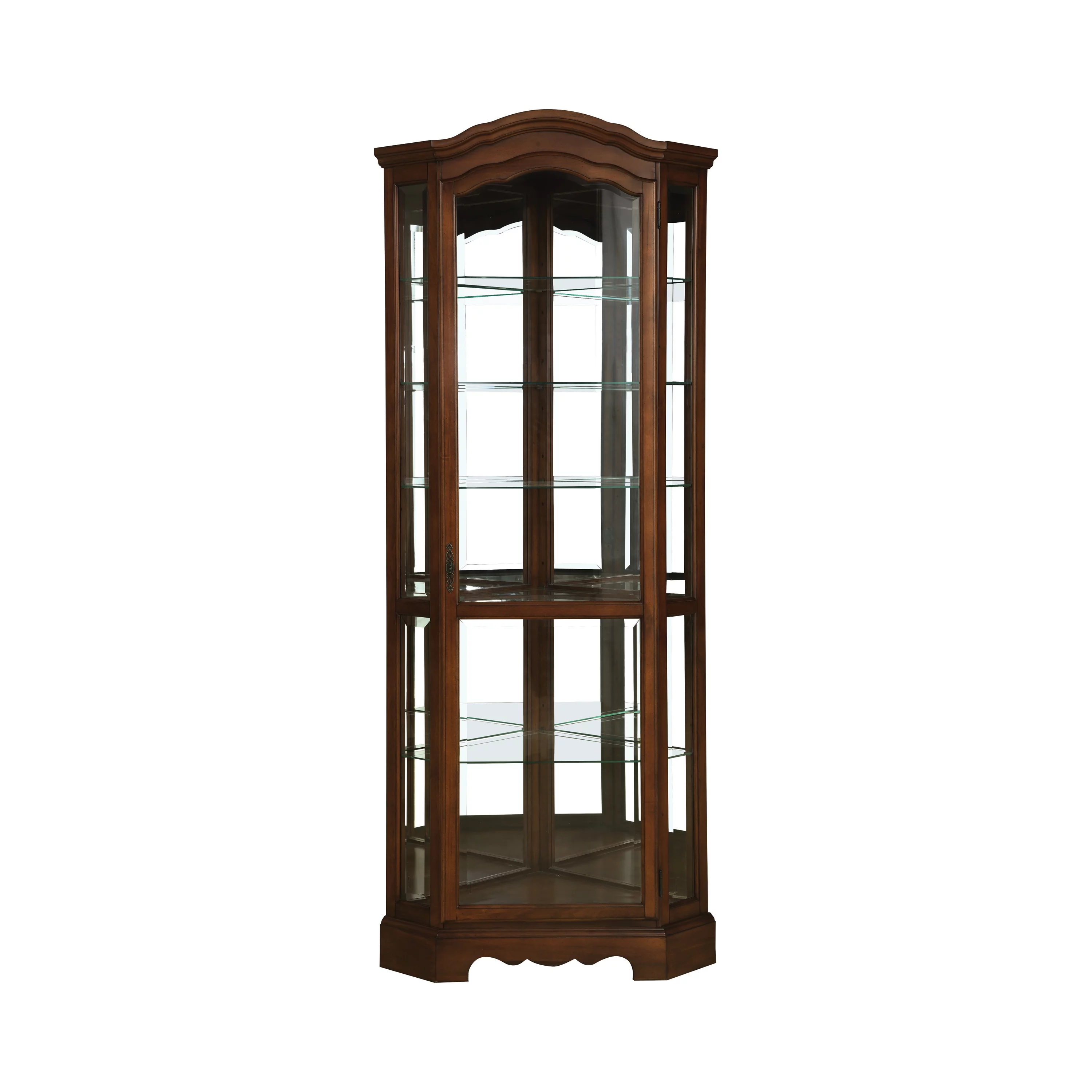 6-shelf Corner Curio Cabinet Burnished Brown
