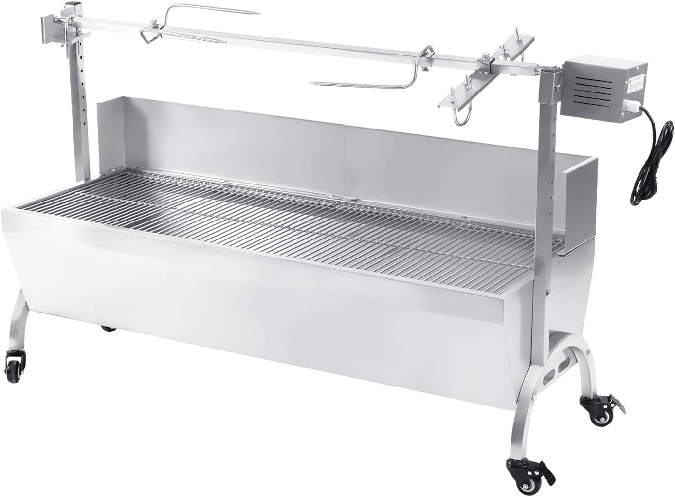 Samger Stainless Steel Rotisserie Roaster 45 Inches 20W Rotisserie Grill Portable BBQ Charcoal Grill Supporting 88LBS for Pig Chicken Lamb