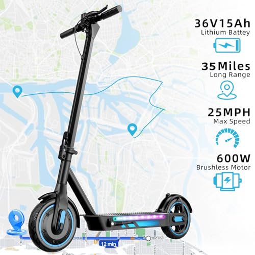 Electric Scooter for Adults, 19/25 Mph Max Speed, 21/25/35 Miles Range,350/500/600W APP Control E-Scooter with 8.5"/10" Inflatable tire