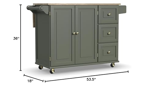 Homestyles Dolly Madison Off-White Mobile Kitchen Island Cart with Wood Drop Leaf Breakfast Bar