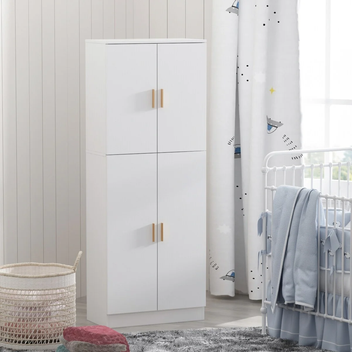 Kerrogee Tall Storage Cabinet with Doors Adjustable Shelves, White - 61.2"H