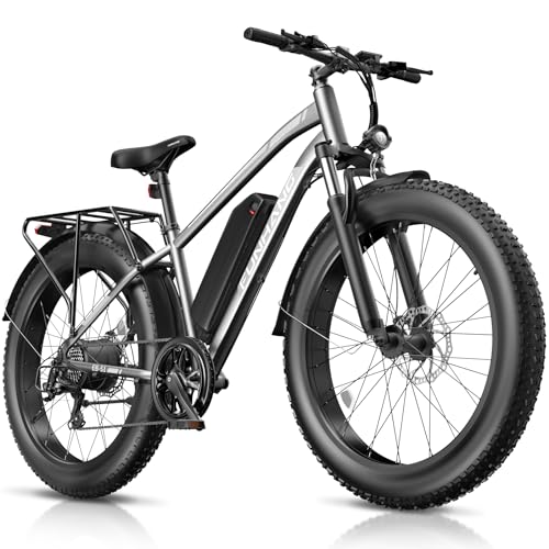 Electric Bike for Adults, 1000W Peak Ebike, 25MPH 60Miles Electric Mountain Bike, 26" Fat Tire Electric Bicycle with 48V 13AH Battery, Rear Rack