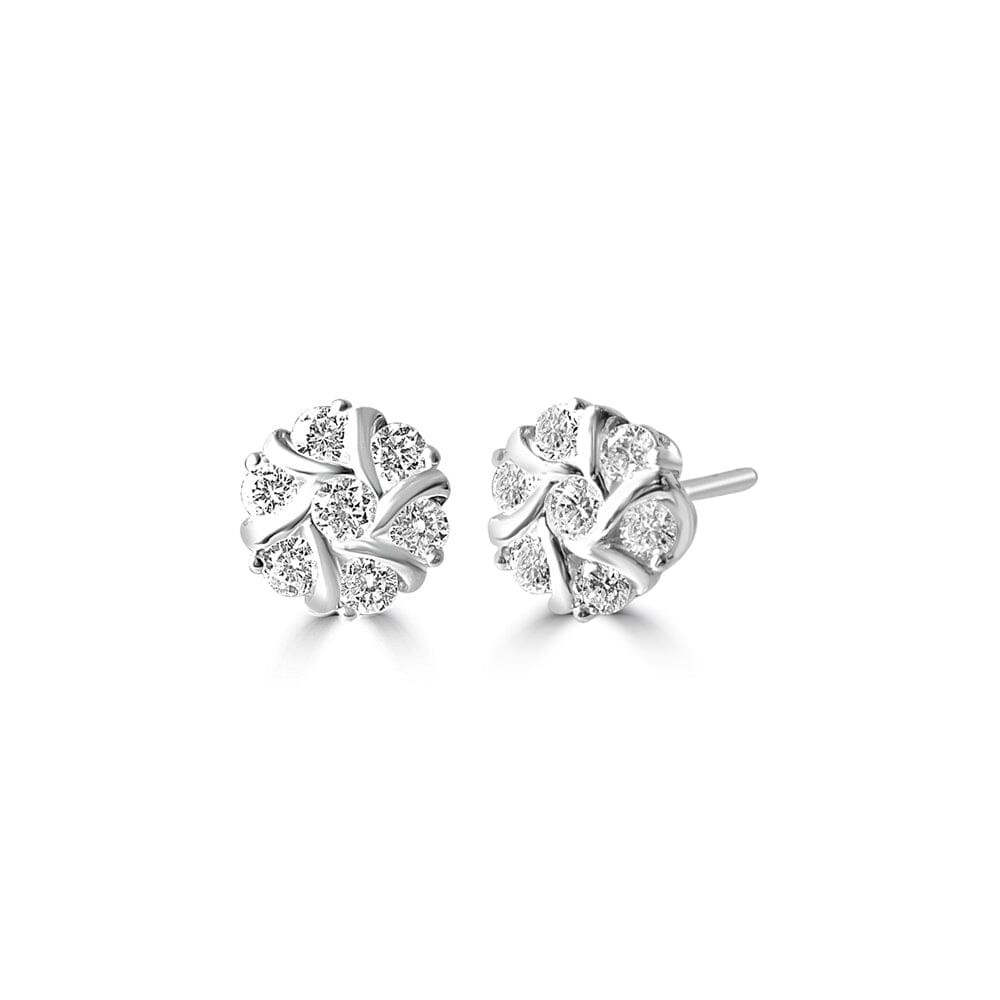 Auriga 925 Sterling Silver 1/2 Carats Round Floral Starburst Lab Grown Diamond Stud Earrings for Women