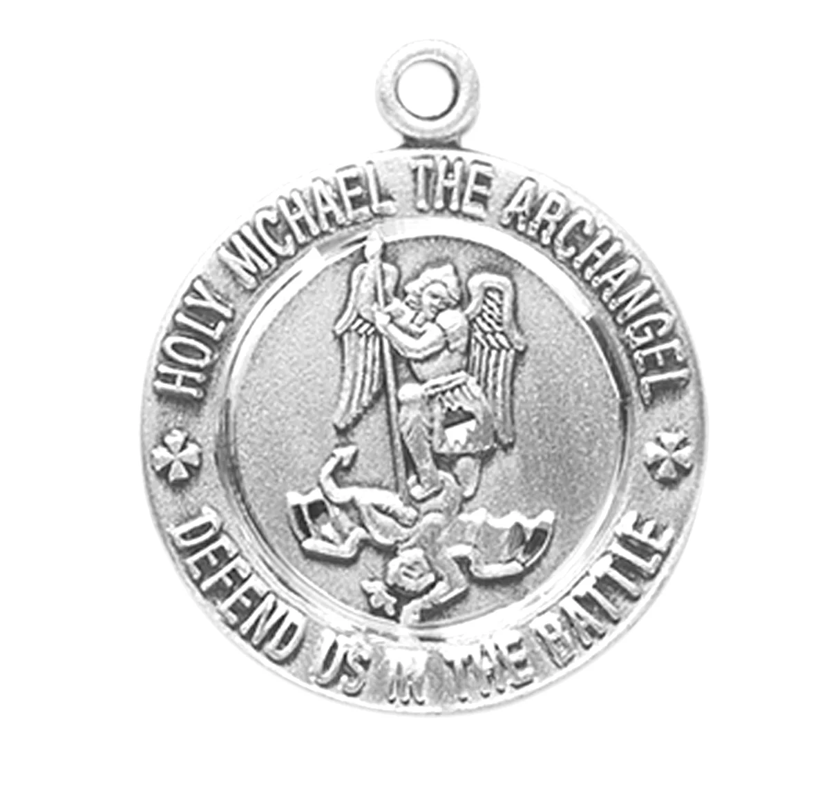 Extel Medium Sterling Silver Army Medal Pendant Necklace with St. Michael on Reverse Side for Men Women with 24" Rhodium Plated Endless Curb Chain