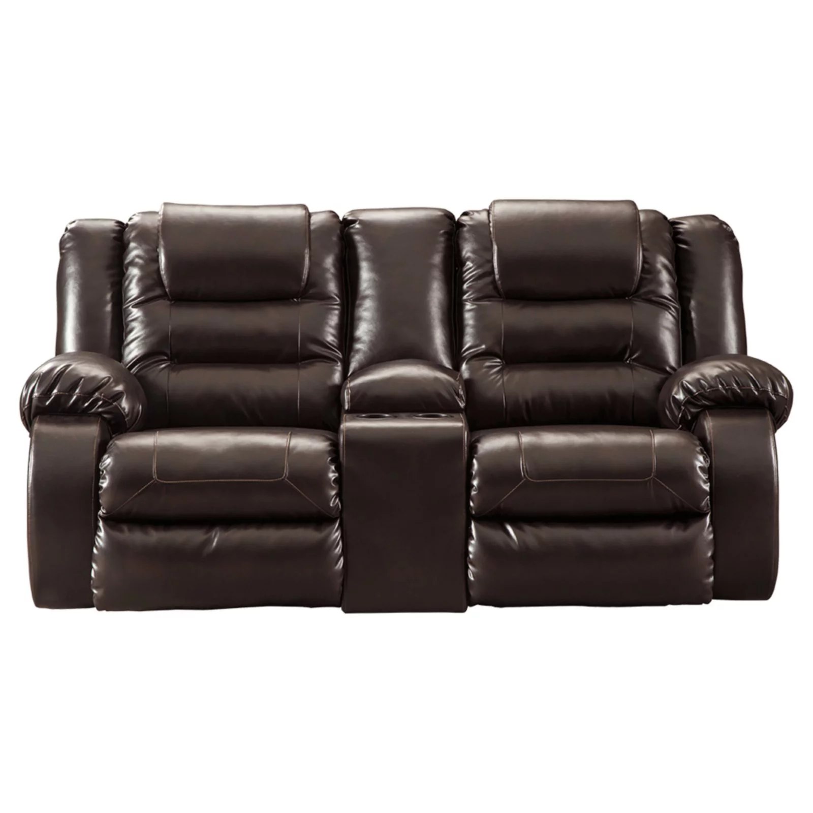 Signature Design by Ashley Vacherie Reclining Loveseat with Console in Chocolate