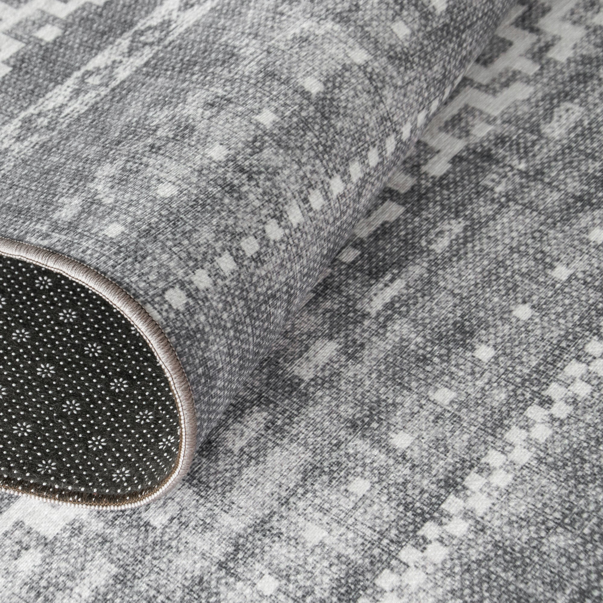 ReaLife Rugs Machine Washable Printed Moroccan Stripe Gray Eco-friendly Recycled Fiber Area Runner Rug (7'6" x 9'6")
