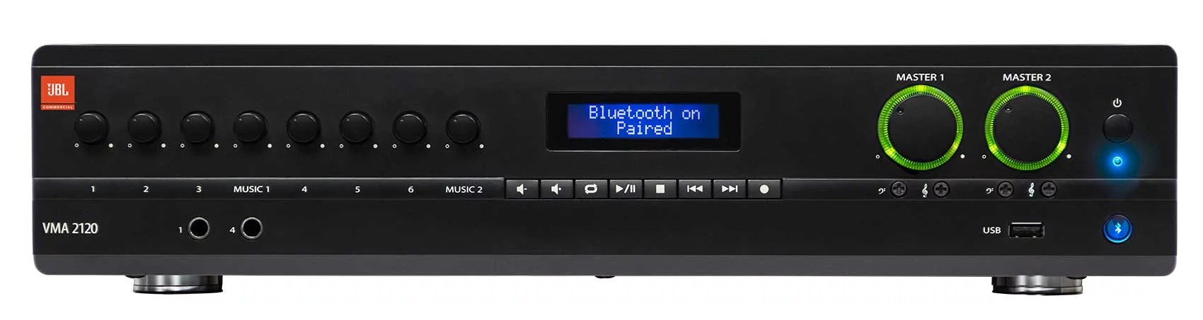 JBL VMA2120 2-Ch Commercial 70V Bluetooth Amplifier+4) 5.25" Black Wall Speakers