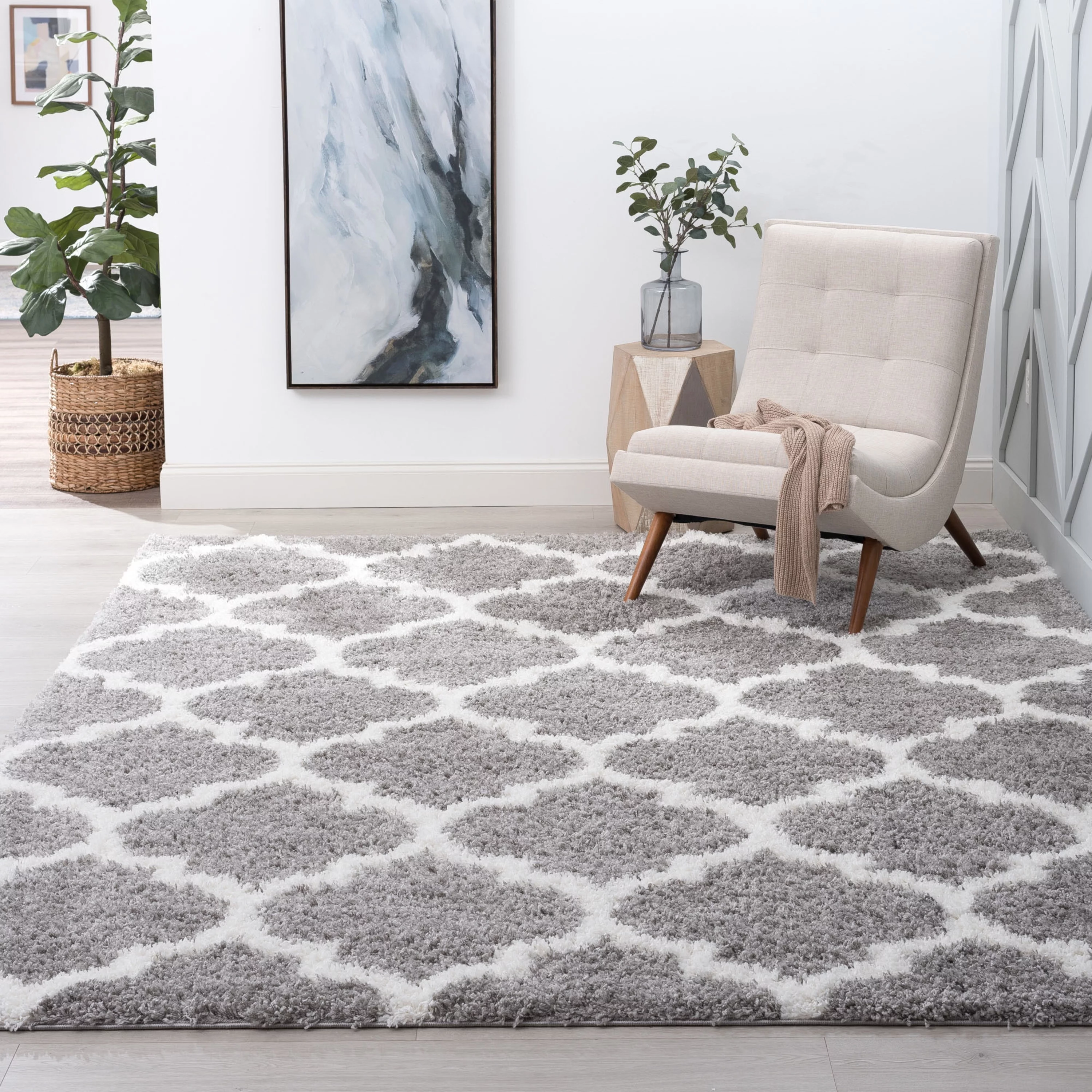 8x10 Modern Silver Large Area Rugs for Living Room | Bedroom Rug | Dining Room Rug | Indoor Entry or Entryway Rug | Kitchen Rug | Alfombras para