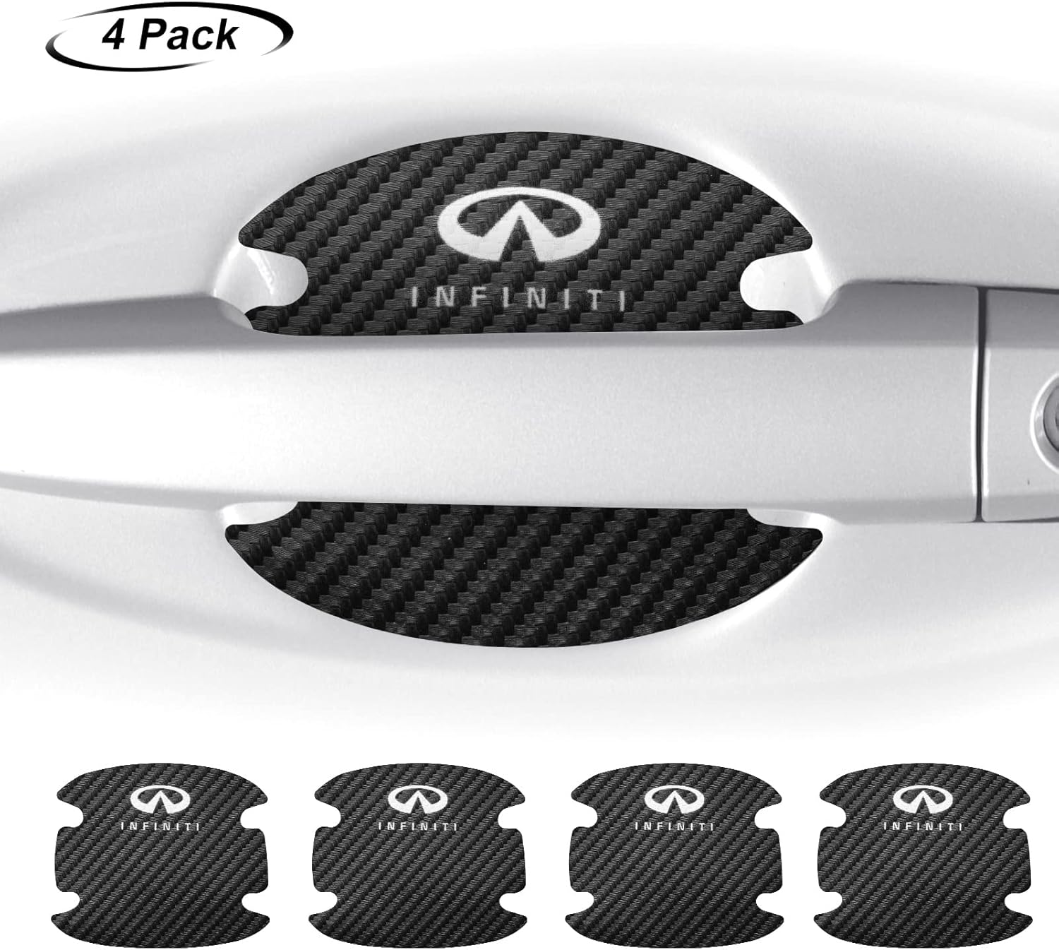 WENCHUAN 4PCS Car Carbon Fiber Sticker Suitable for Acura Car Door Handle Scratch Protective Film Sticker Car Logo Door Cup Scratch Protective Film
