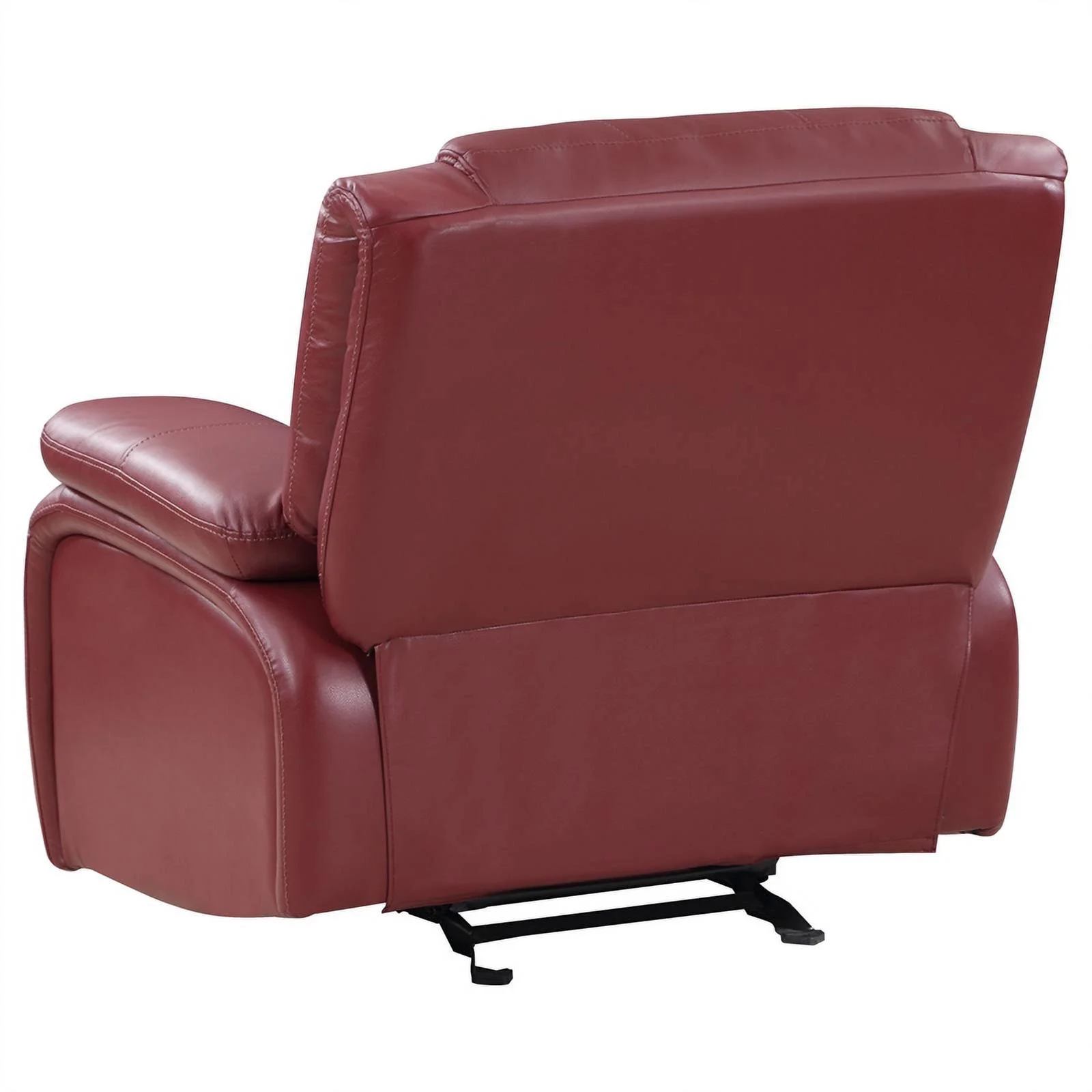 Coaster Transitional Upholstered Faux Leather Glider Recliner in Red