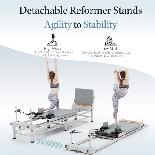 PAETA Pilates Reformer, 91" Foldable Reformer Pilates Machine with Adjustable Reformer Heights