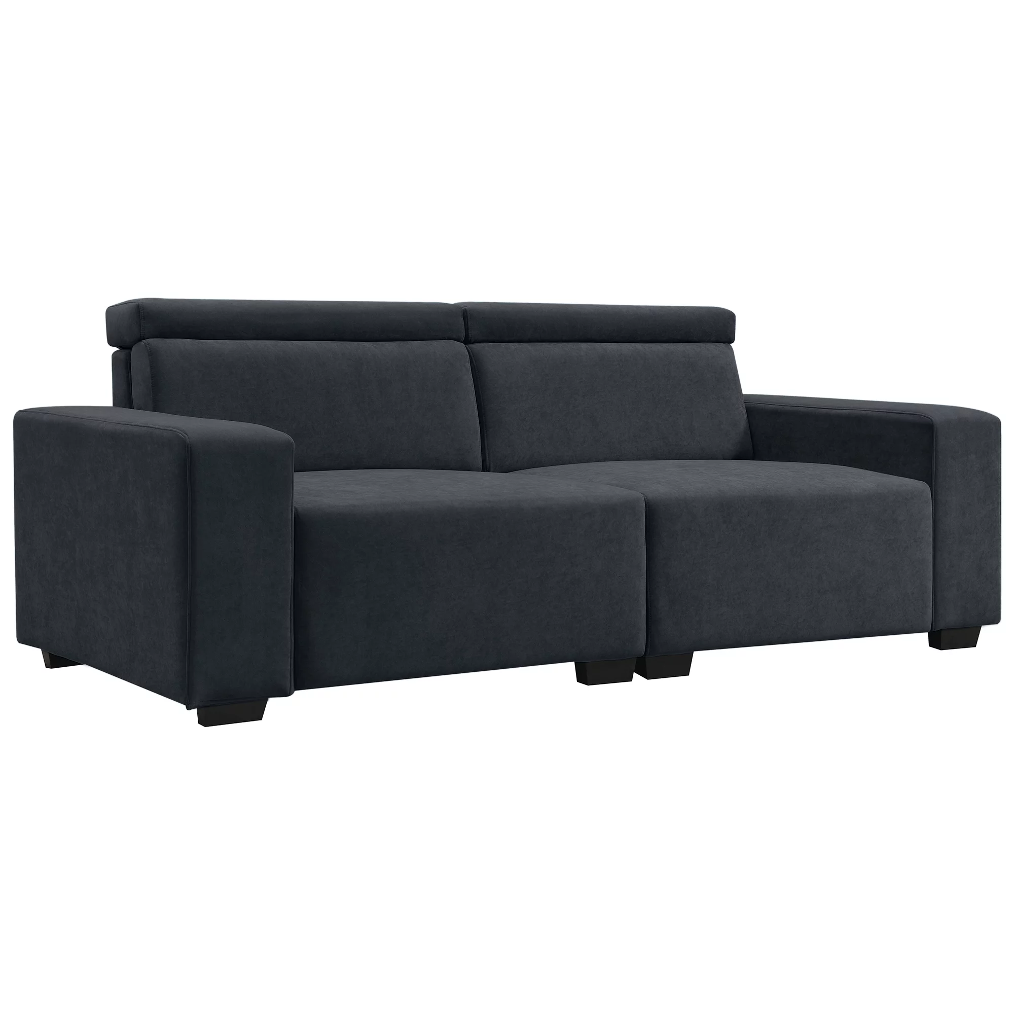 Soges 87" Velvet Loveseat Modern 2-Seater Sofa Couch with Multi-Angle Adjustable Headrest for Living Room, Black