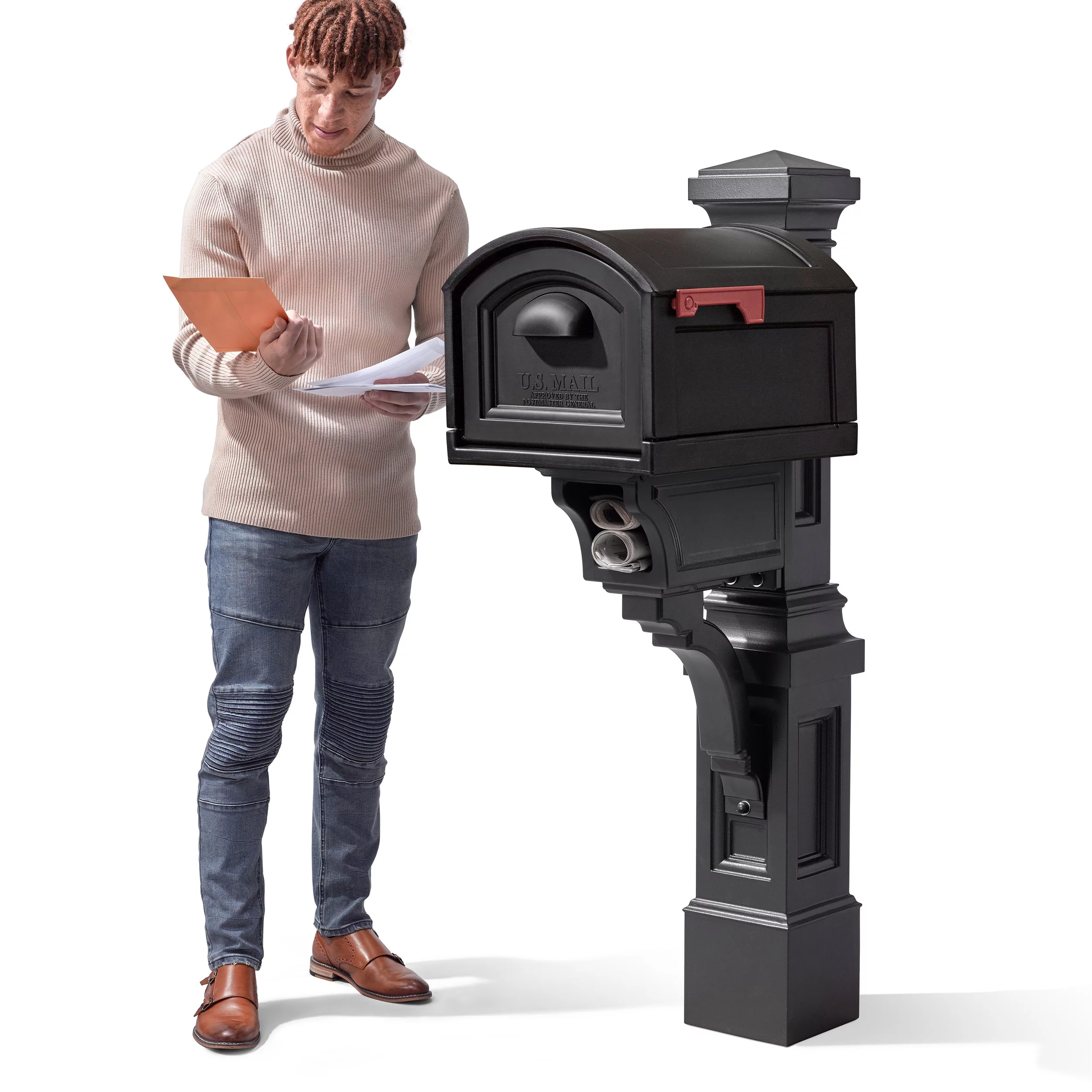 Step2 Atherton 59" Onyx Black Plastic Mailbox Post Kit