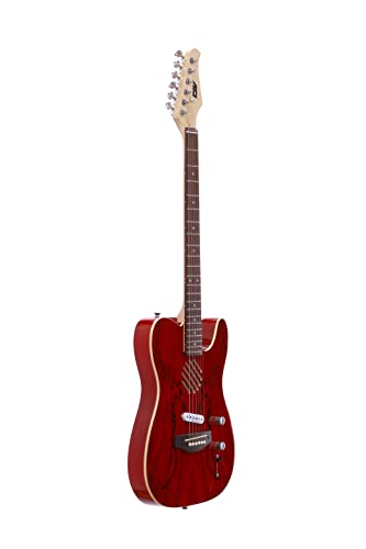 IYV 6 String IYV-ITAP-200 Hollow Semi-Aucoustic Electric Guitar, Trans Red, Right, ITAP-200