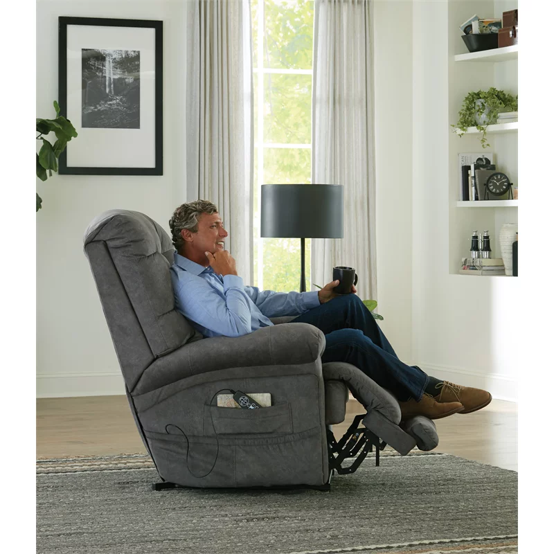 Catnapper Release Power Lift Recliner with Zero Gravity Recline in Gray Fabric