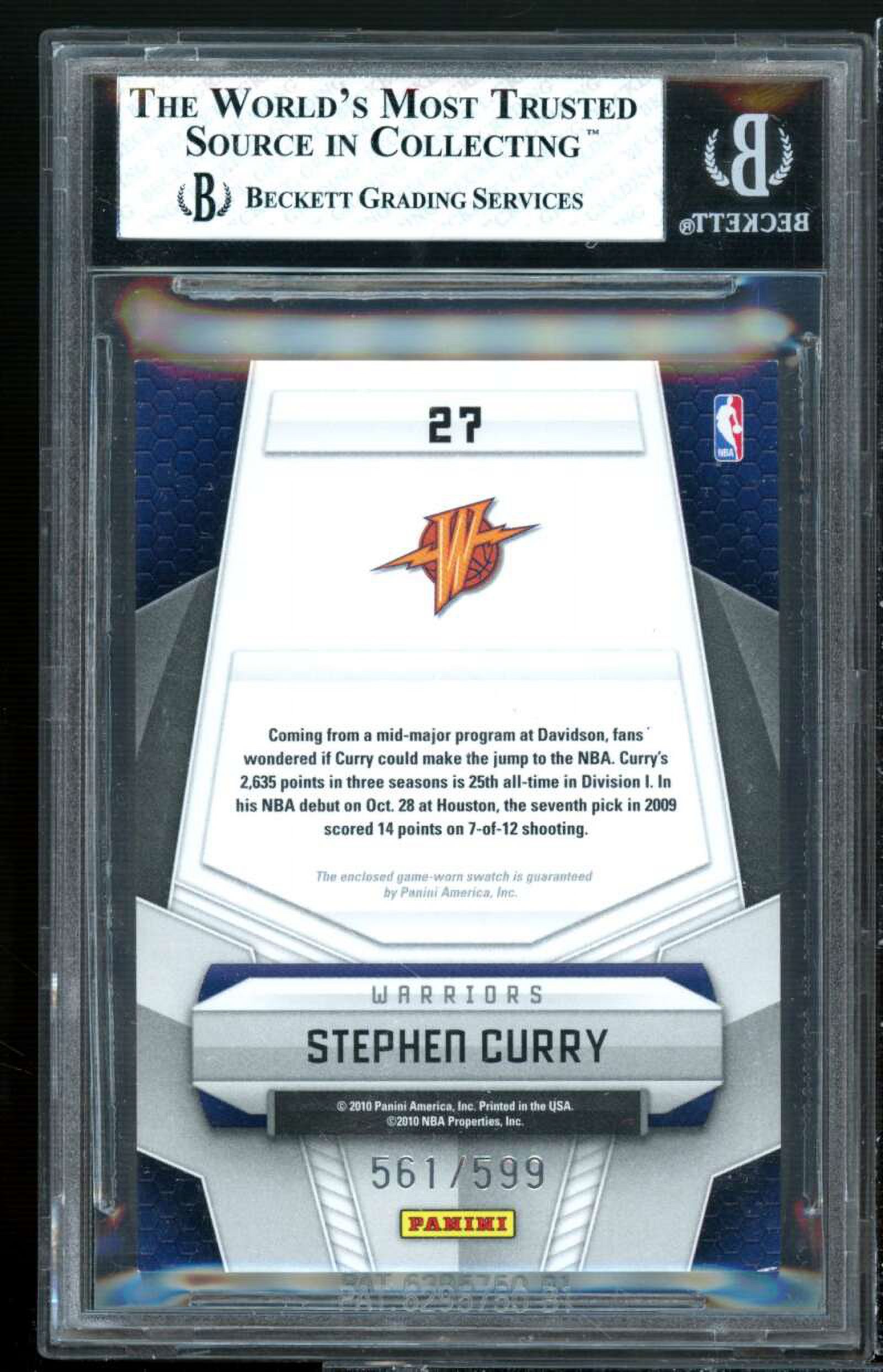 Stephen Curry Rookie 2009-10 Certified Potential Material #27 BGS 6.5 (10 6 9 8)