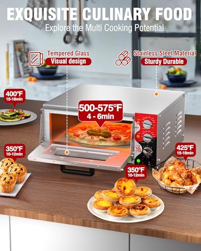 PYY 16" Indoor Electric Double Decker Pizza Oven w/Pizza Stone for Restaurant Home,Countertop Pizza Oven with 60-min Ring Timer