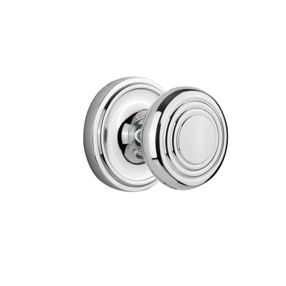 Nostalgic Warehouse 707046 Classic Rosette Passage Deco Door Knob, Bright Chrome