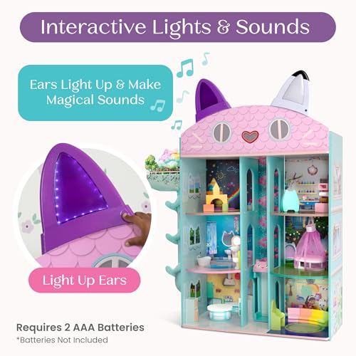 Gabby’s Dollhouse Purrfect Playhouse by Delta Children – Features Sounds & Light Up Ears - Includes 20 Accessories - Fits 8-inch Dolls