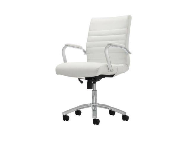 Realspace Modern Comfort Winsley Leather Mid-Back Chair, White